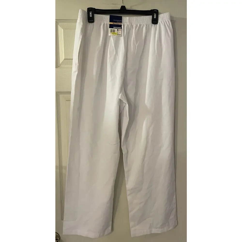 NEW TAGS Defunct Kmart Basic Editions Relaxed Fit White Casual Pants, Sz L